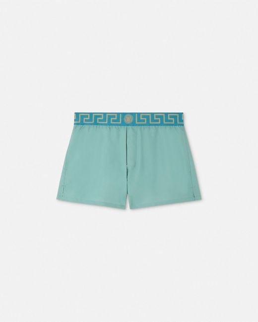Versace Green Greca Border Swim Shorts for men