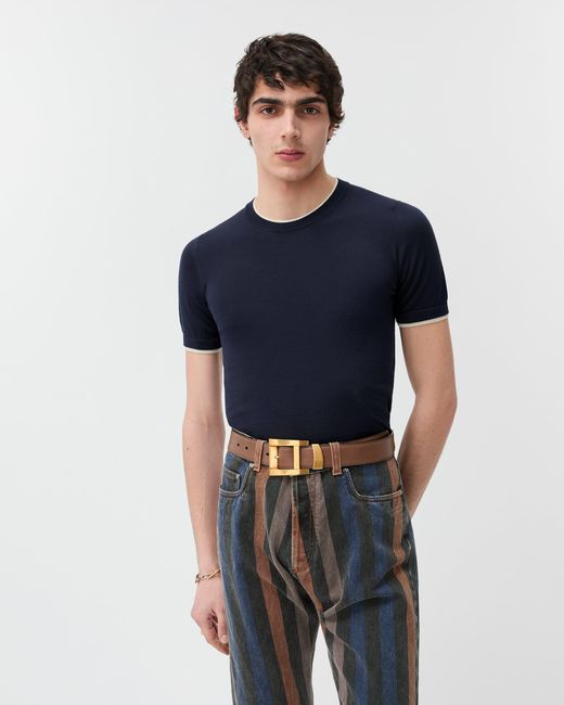 Versace Blue Wool Knit T-Shirt for men