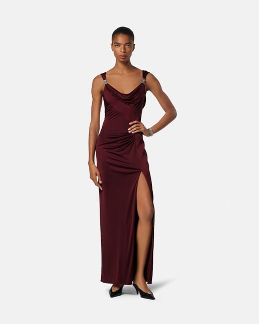 Versace Purple Viscose-Jersey Draped Gown