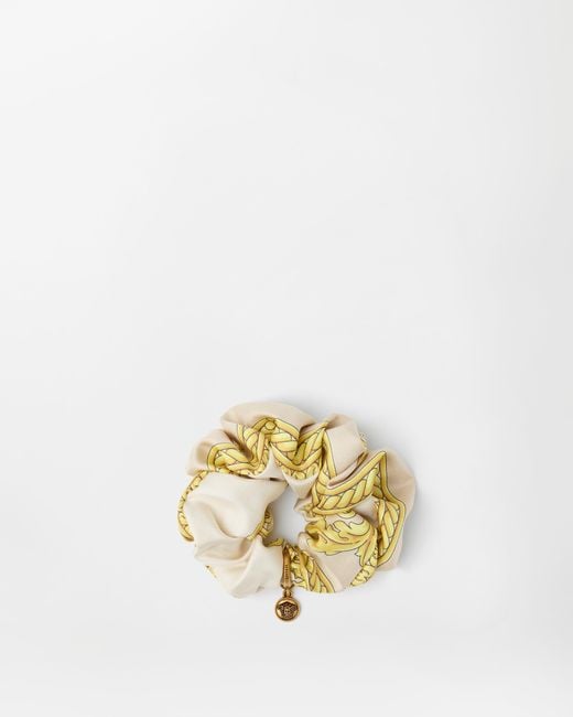 Versace Metallic Printed Silk Twill Scrunchie