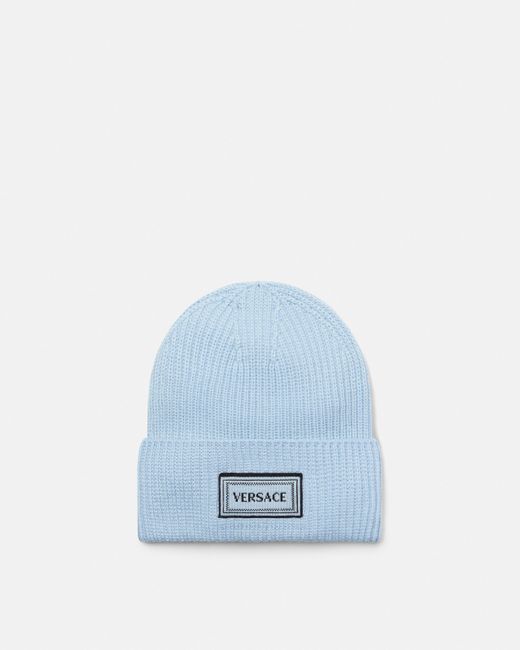 Versace Blue Wool Knit Beanie