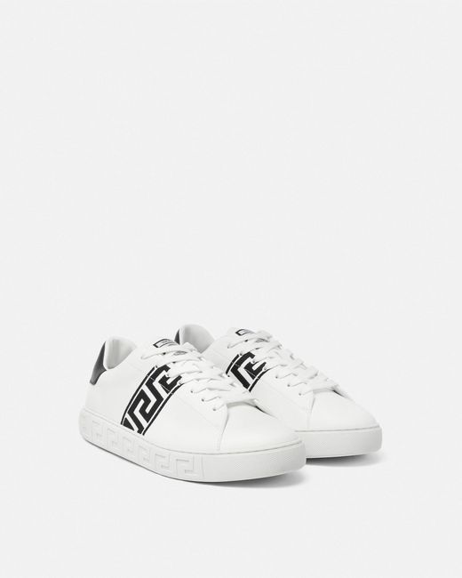 Versace Greca Sneaker Aus Besticktem Nylon in White für Herren