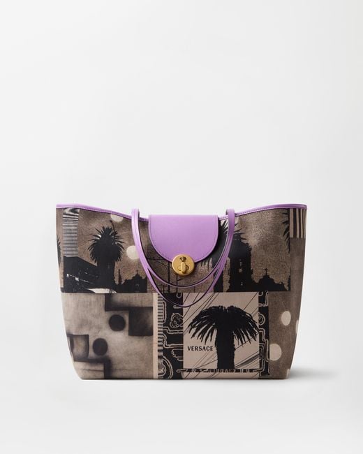 Versace Multicolor Vivian Printed Large Canvas Tote