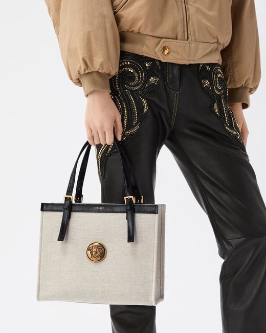 Versace White Rivière Canvas Tote