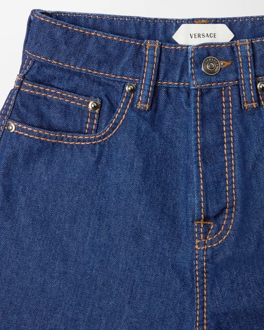 Versace Blue High-Waist Straight Jeans