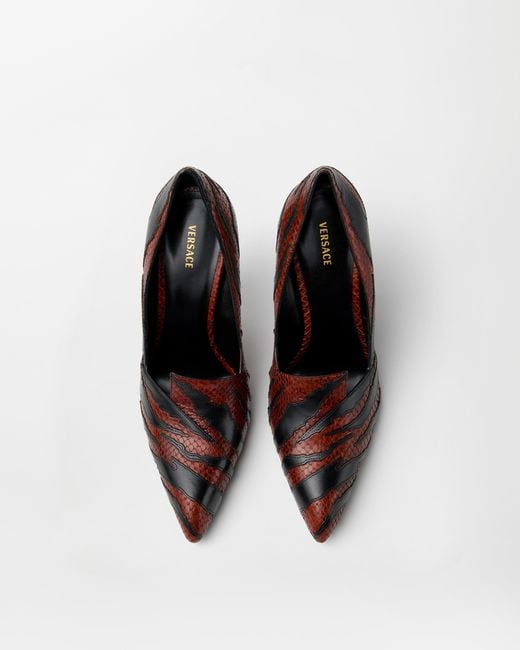 Versace White Tigre Python-Effect Leather Pumps 105 Mm