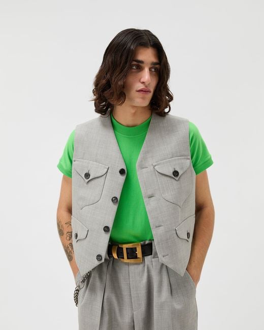 Versace Gray Wool Vest for men