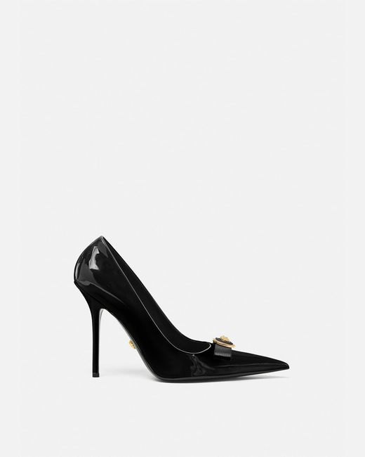 Versace White Gianni Ribbon Patent Pumps 110 Mm