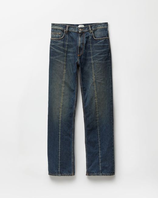Versace Blue Distressed Straight Jeans for men