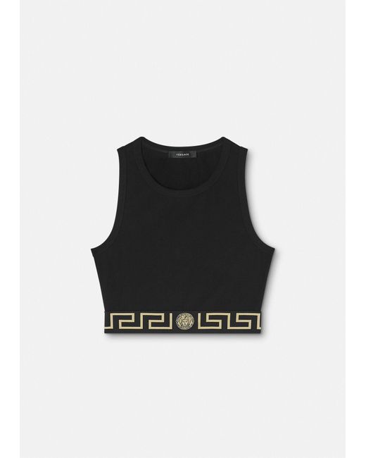Versace Greca Border Crop Top in Black Lyst
