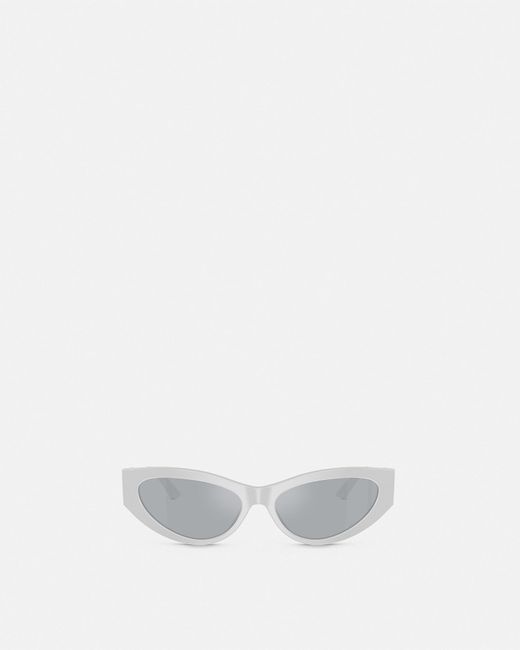 Versace White Greca Strass Cat-eye Sunglasses