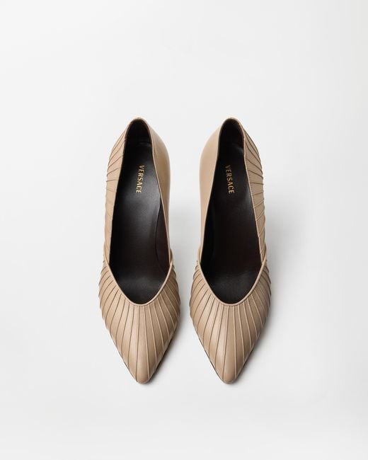 Versace White Gianni Leather Pumps 90 Mm