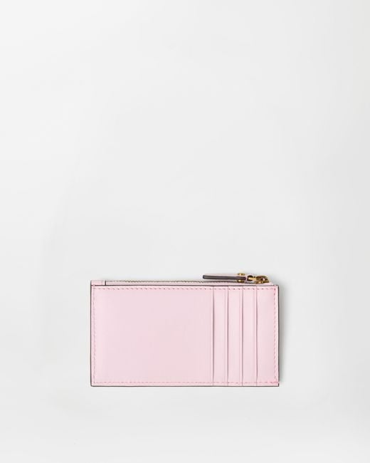 Versace Pink Emblème Leather Zip Card Holder
