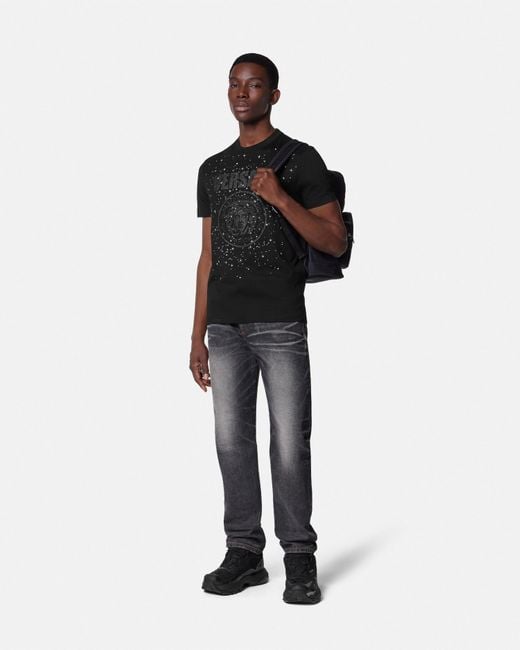 Versace Black Crystal Medusa Rock T-Shirt for men