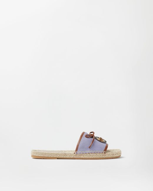 Versace White Lola Suede Flat Sandals