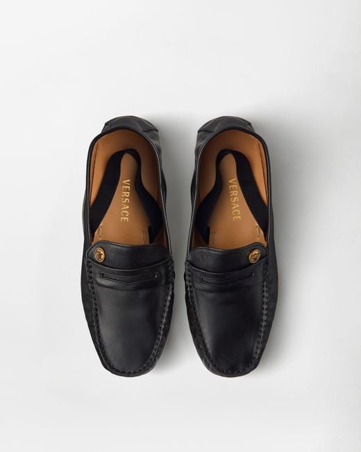 Versace White Guanto Leather Loafers