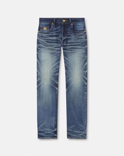 Jean Coupe Slim Fabriqué Au Japon Versace pour homme en coloris Blue
