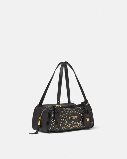Borsa Bowling Con Borchie Tag di Versace in Black