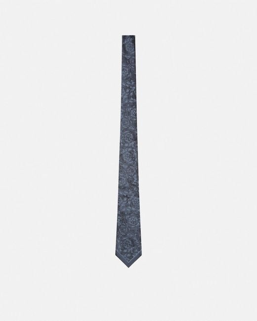 Versace White Barocco Jacquard Silk Tie for men