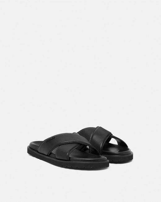 Versace White Leather Sandals for men
