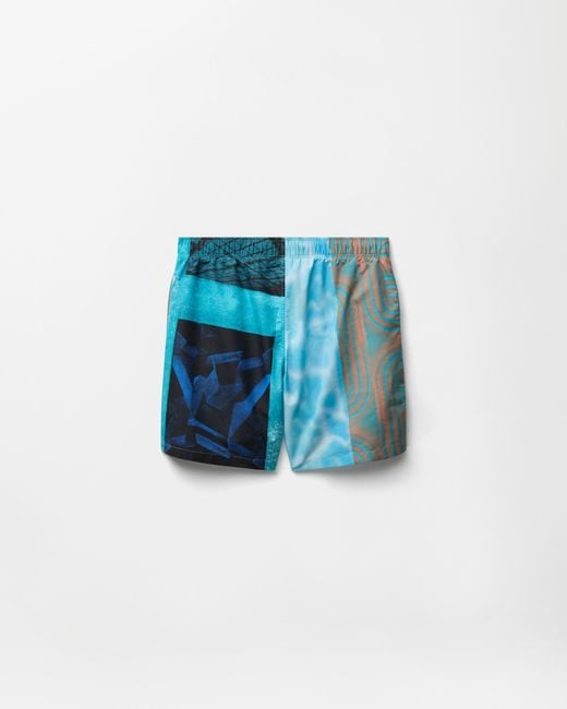 Versace Blue Printed Boardshorts for men