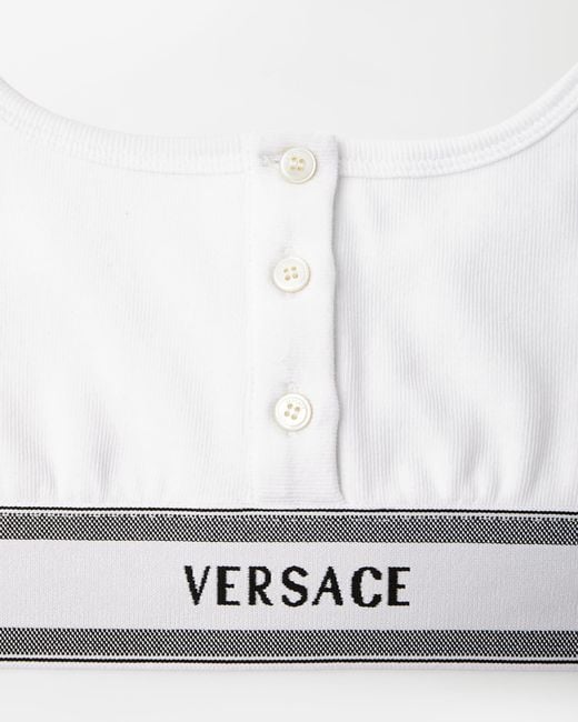 Versace White Ribbed Cotton-Jersey Bralette