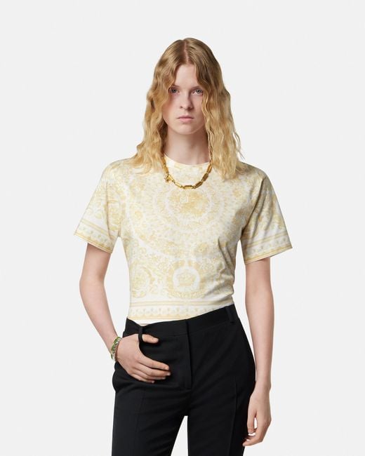 Versace Natural Printed Cotton-Jersey T-Shirt