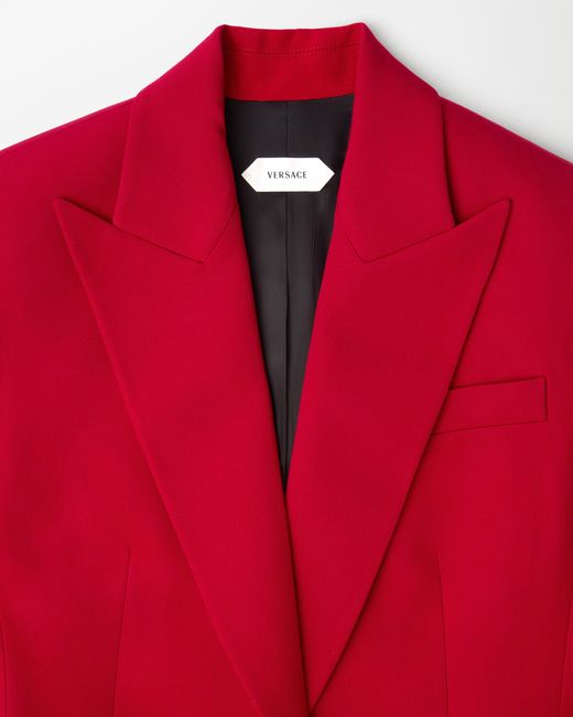 Versace Red Wool Grain De Poudre Blazer
