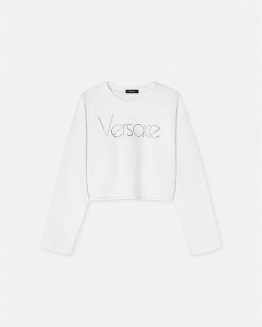 Versace White 1978 Re-edition Logo Crop Sweatshirt