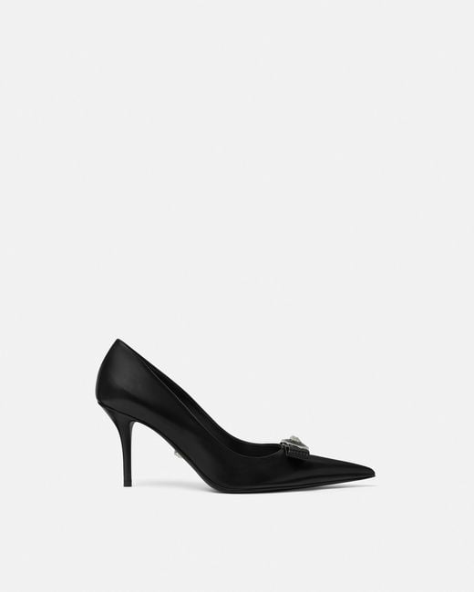 Versace White Gianni Ribbon Leather Pumps 85 Mm