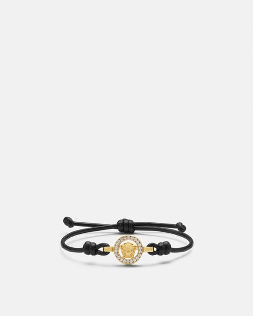 Versace White Medusa '95 Crystal Leather Bracelet