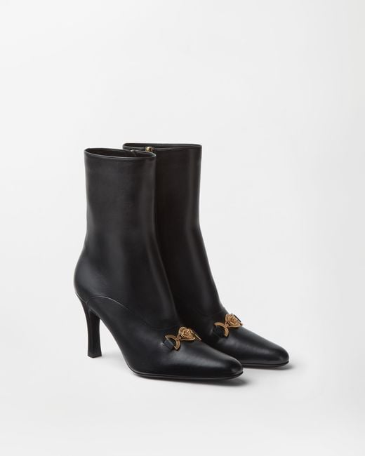 Versace Black Marisa Leather Ankle Boots 90 Mm