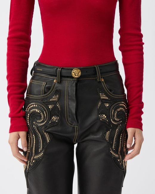 Versace Black Leather Belt 2 Cm