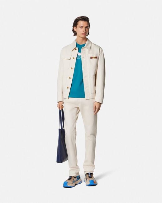 Jeans Con Vestibilità Slim Medusa Biggie di Versace in White da Uomo