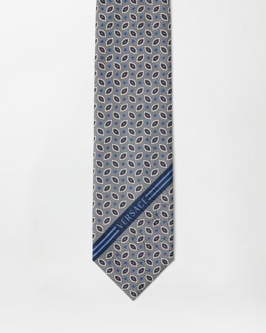 Versace Blue Printed Jacquard Silk Tie for men