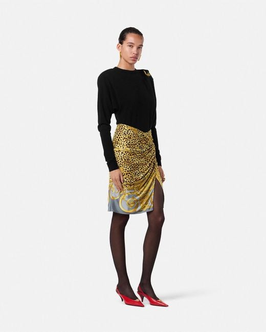 Pull Drapé En Maille De Laine Versace en coloris Black
