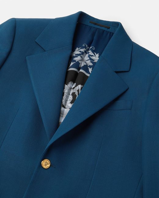 Versace Blue Wool Blazer for men