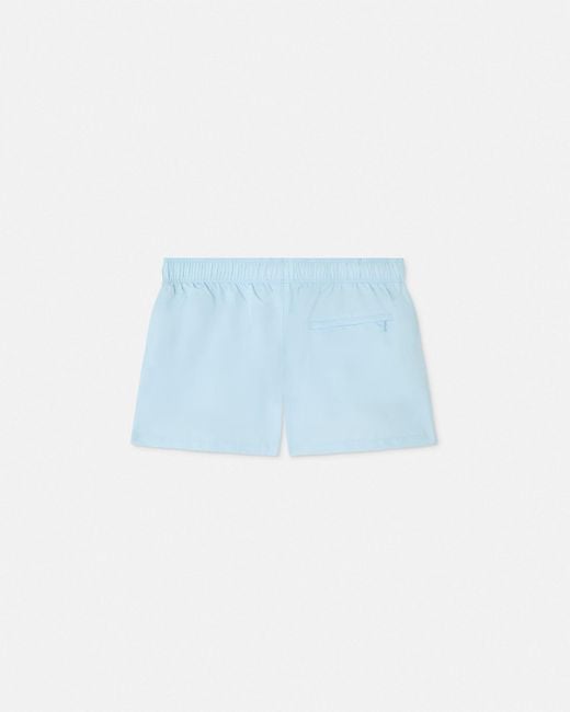 Versace Blue Embroidered Medusa Swim Shorts for men