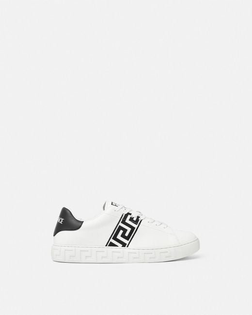 Versace White Embroidered Greca Sneakers for men