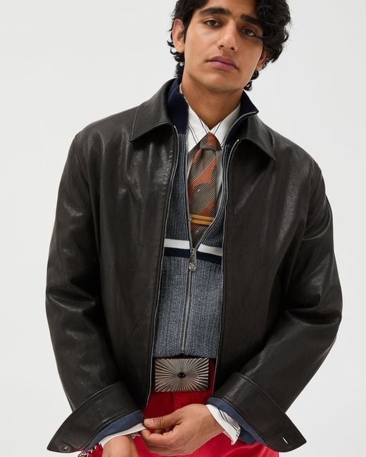 Versace Black Leather Blouson for men