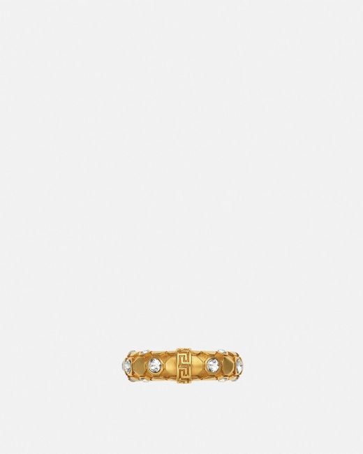 Versace Metallic Crystal Metal Mesh Ring