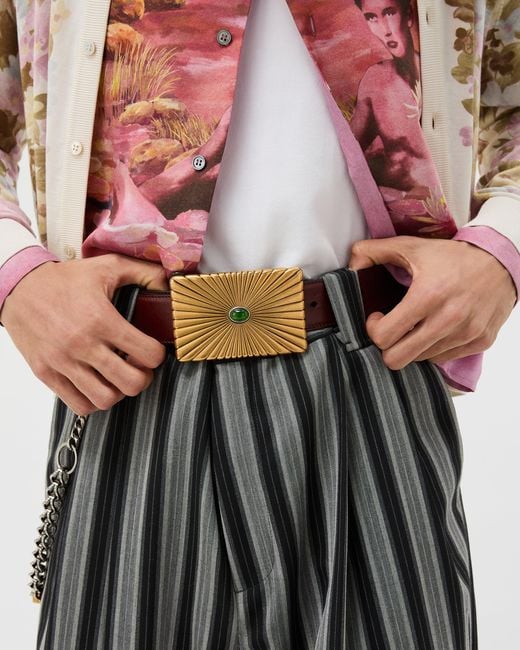 Versace Metallic Leather Belt 4 Cm for men