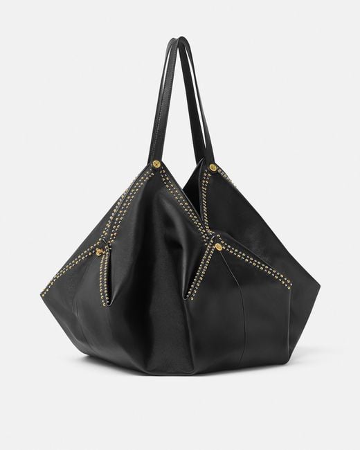 Versace Black Protea Embellished Large Shoulder Bag