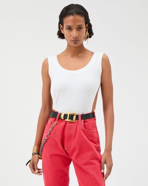 Versace White Embroidered Stretch Cotton-Jersey Bodysuit