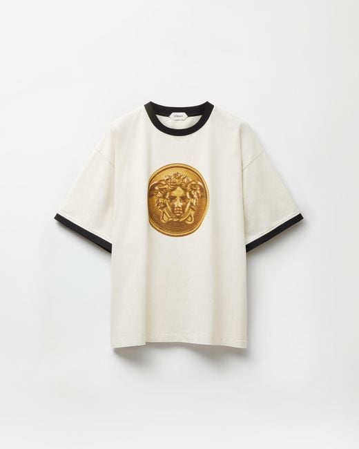 Versace White Printed Cotton-Jersey Regular T-Shirt for men