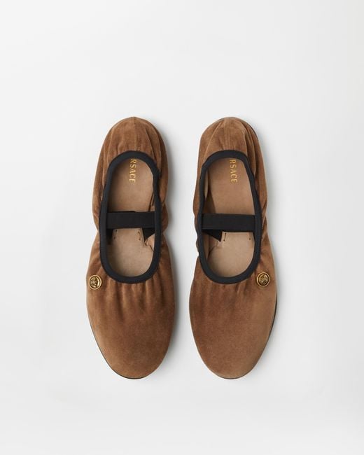 Versace White Guanto Suede Ballerinas