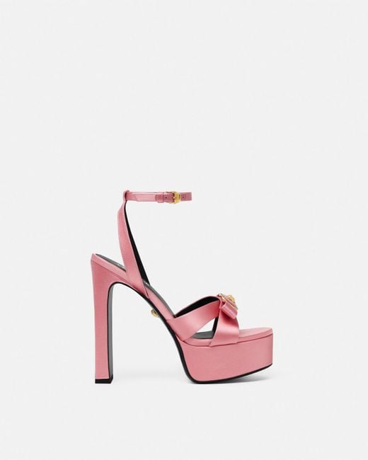 Versace Pink 140Mm Gianni Ribbon Satin Sandals