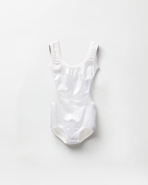 Versace White Embroidered Stretch Cotton-Jersey Bodysuit