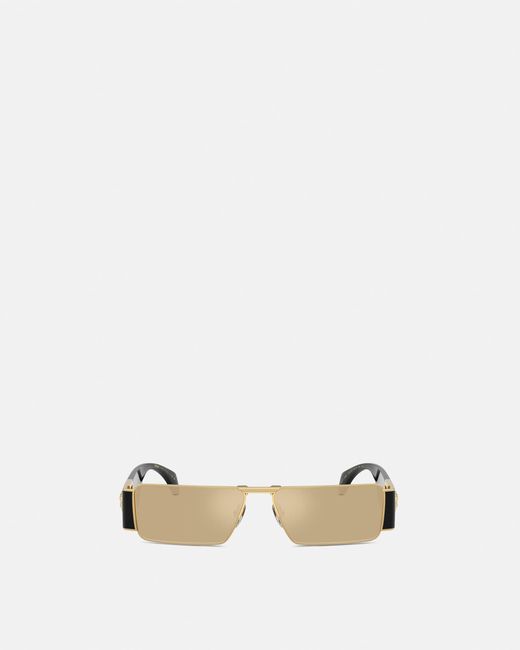 Versace White Medusa Plaque Rectangular Sunglasses for men