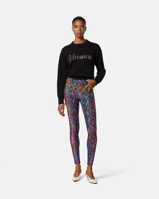 Versace Black Embroidered Wool Knit Sweater